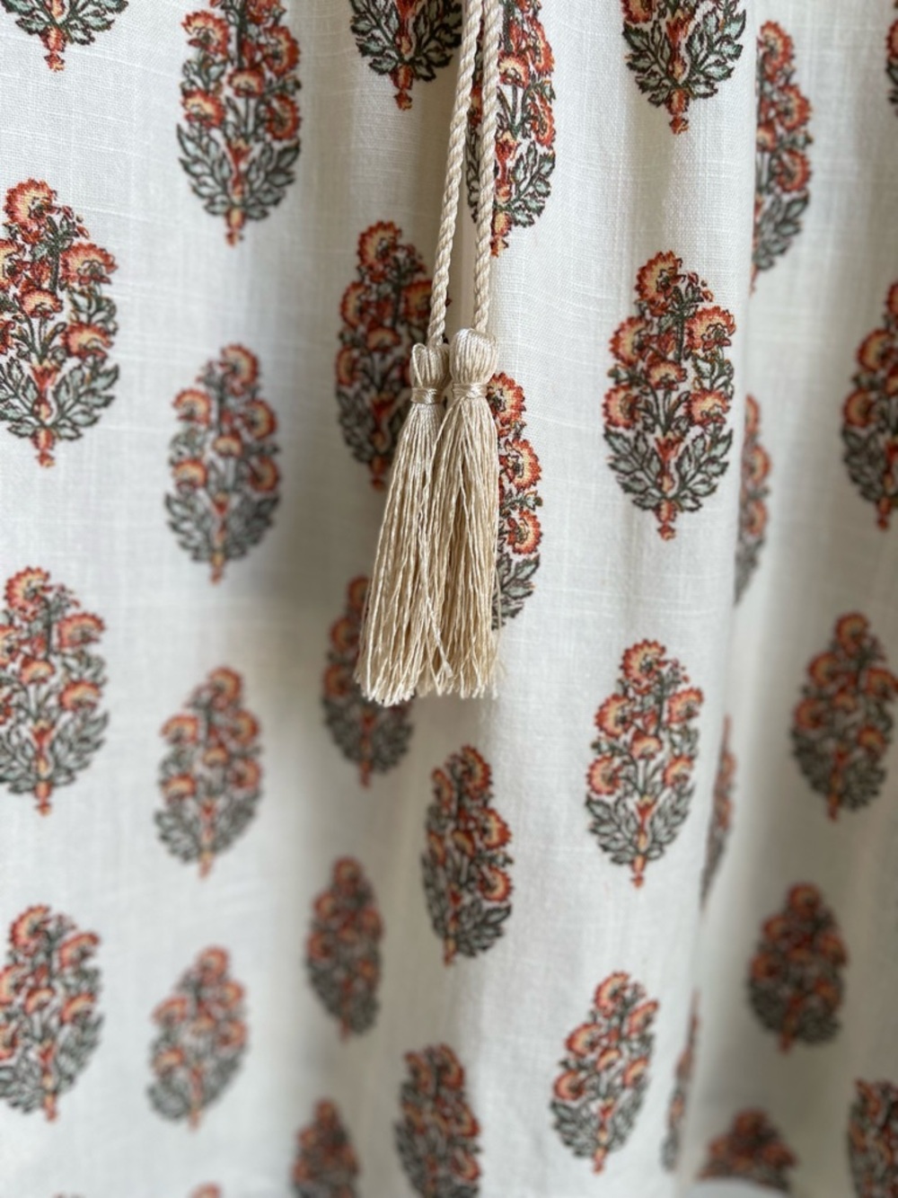 Wonderly Cream Peasant Top with Rust Floral‎ Motif Cottagecore Boho Size M - Picture 5 of 11